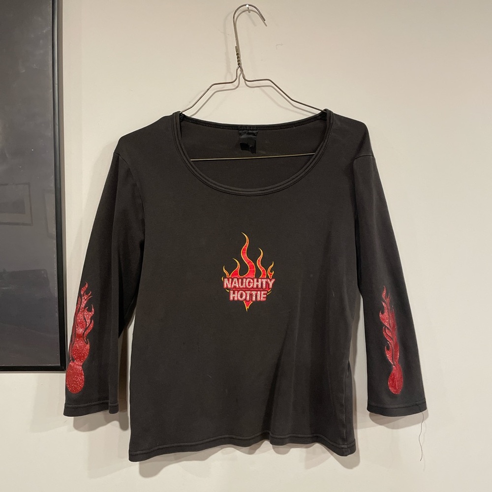 Black Naughty Hottie Flame Top